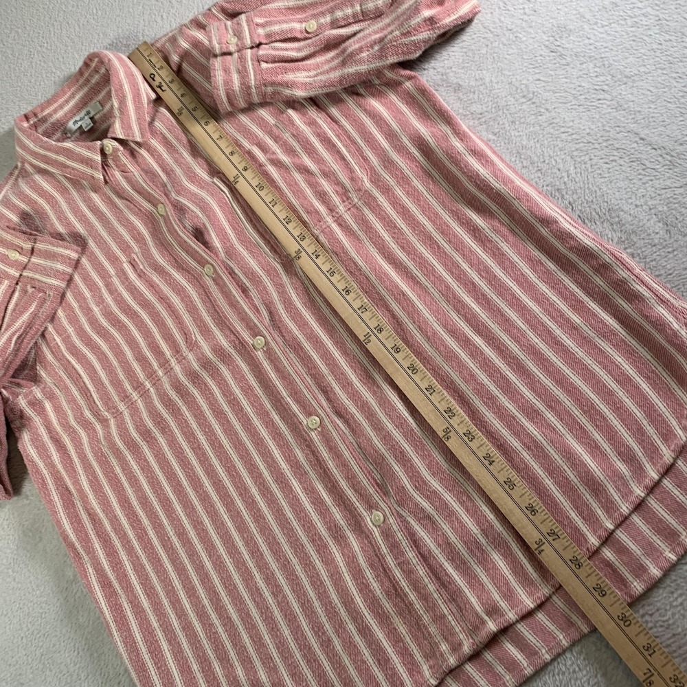 Madewell Shirt Womens Large Pink White Stripe Button Up Long Sleeve Cotton Top - Picture 5 of 9